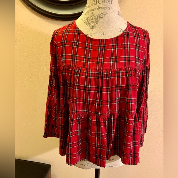 LN MADEWELL TOP WITH 3/4 L BELL SLEEVES. FIGURE FLATTERING. - Picture 7 of 8